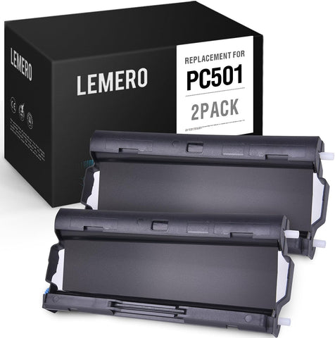 LEMERO 2 Pack PC501 Compatible with Brother PC-501 PC 501 PPF Print Fax Cartridge for Brother Fax 575 FAX-575 Printers