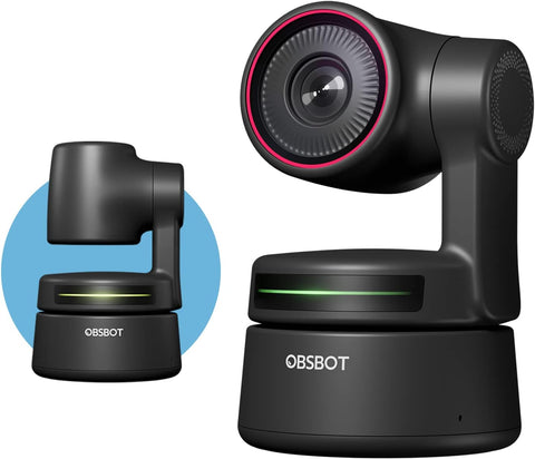 OBSBOT Tiny 4K Webcam AI Tracking PTZ Webcam 4K Web Camera with Microphone 4X Zoom HDR Auto Framing Gesture Control Support Windows & Mac for Video Conference Live Streaming Online Class