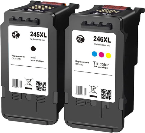 KONGTENBUY- 245xl 246xl Ink Cartridge Replacement for Canon Ink Cartridge 245&246 245xl 246xl Combo Pack Pg-245Xl Cl-246Xl PG-243 CL-244 for Canon Pixma MX492 MX490 MG2522 MG2920 (1Black 1Tri Color)