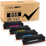 v4ink [CHIP Included Compatible Toner Cartridge Replacement for Canon 055 CRG-055 (4-Pack, K/C/M/Y) Work with imageCLASS LBP660C LBP664Cdw MF740C MF741Cdw MF743Cdw MF745Cdw MF746Cdw Printer