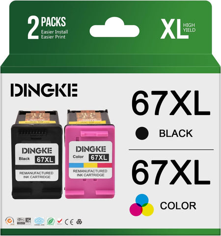 67XL Ink Cartridges Replacement for HP 67 67XL Compatible for HP Deskjet 1210 1212 1215 1255 2300 2330 2331 2332 2333 Envy 6010 6020 6022 6030 6032 Printer (1Black, 1Tri-Color)