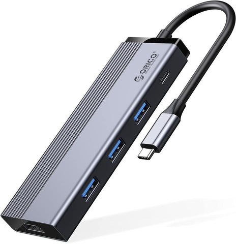 USB C Hub Adapter, ORICO 5 in 1 USB C Docking Station with 4K HDMI, 3 USB 3.0 Ports, 100W Power Delivery for MacBook Pro, Chromebook and Type C Thunderbolt 3 Device