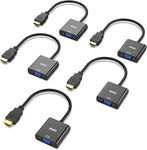 HDMI to VGA, 5 Pack, Benfei Gold-Plated HDMI to VGA Adapter (Male to Female) for Computer, Desktop, Laptop, PC, Monitor, Projector, HDTV, Chromebook, Raspberry Pi, Roku, Xbox and More - Black