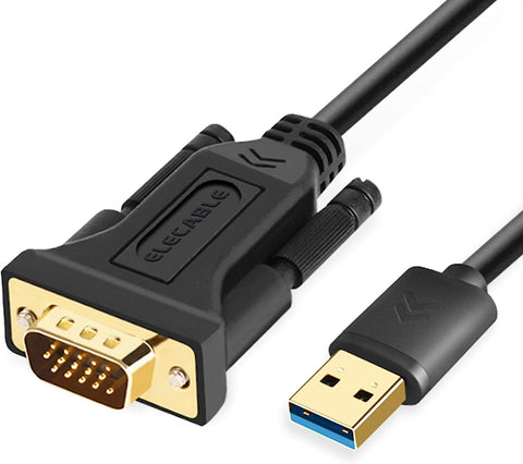 ELECABLE USB to VGA Adapter Cable 6.5FT Compatible with Mac OS Windows XP/Vista/10/8/7, USB 3.0 to VGA Male 1080P Monitor Display Video Adapter/Converter Cord. (6.5FT)