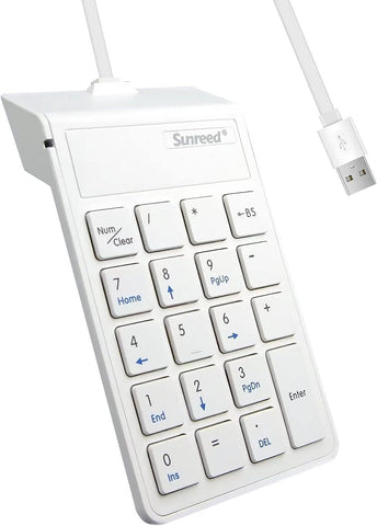 Sunreed USB Numeric Keypad, Ultra Portable 19 Keys Number Pad Keyboard for Laptop PC Apple, Compatible with Windows OS, Mac OS and Chrome OS, with = Key