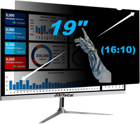 JiSiTeCai 19" Computer Privacy Screen Filter for 16:10 Widescreen Monitors - Premium Anti-Glare Computer Screen Cover: Anti-Glare - Anti-Scratch - UV & Blue Light Screen Protection
