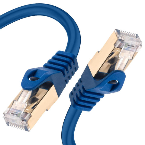 Cat 7 Ethernet Cable Network Patch Cord Blue 25ft 10Gbps LAN 600Mhz Copper 26AWG S/FTP CAT7 Shielded High Speed Internet Performance Gold Plated RJ45 For Gaming / Modem / NAS / Router / Laptop