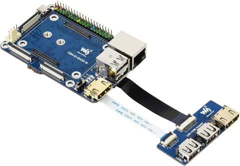 Mini Base Board Accessories Kit for Raspberry Pi Compute Module 4, Include CM4-IO-BASE-B (Full Ver.), USB HDMI Adapter, FFC Cable and USB-A to USB-C Cable, More USB and HDMI Connectors via FFC