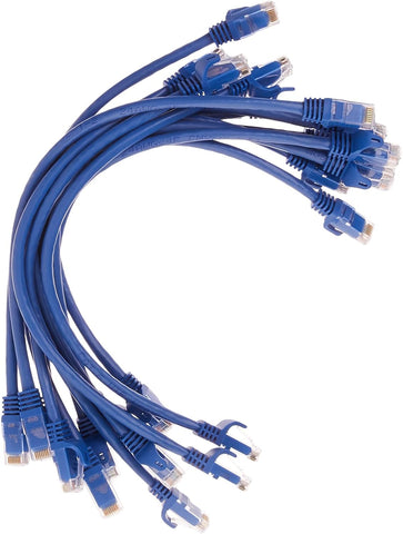 Monoprice Cat6 Ethernet Patch Cable - 1 Feet - Blue (12-Pack) Snagless RJ45, 550MHz, UTP, Pure Bare Copper Wire, 24AWG - FLEXboot Series