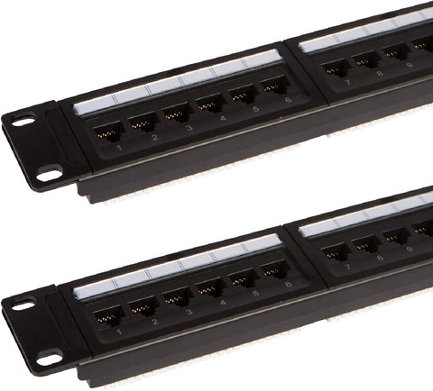 Buyer's Point 24 Port Cat6 RJ45 Patch Panel | Built for Rack or Wall Mount Cable Management w/Punch Down Tool, Server Compatible with Cat 3/4/5/5e/6 — 2 Pack