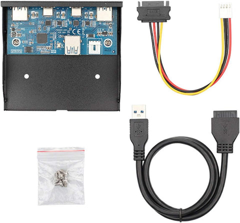 JSER CY USB-C & USB 3.0 HUB 4 Ports Front Panel to Motherboard 20Pin Connector Cable for 3.5" Floppy Bay