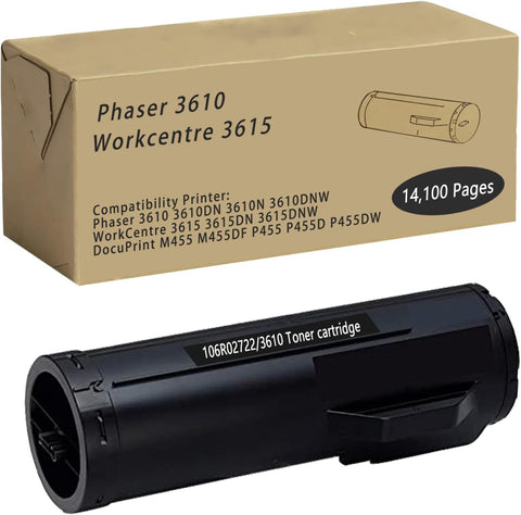 3610 3615 Black Toner Cartridge 106R02722 Replacement for Xerox Phaser 3610 3610N 3610DN 3610DNW WorkCentre 3615 3615DN 3615DNW (14,100 Pages)