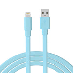 TALK WORKS Flat Lightning Charging Cable Compatible w/iPhone 13/Pro/Pro Max, 14/Plus/Pro/Pro Max, 12/Pro/Pro Max/Mini, 11/Pro/Pro Max, XR, XS, XS Max, X, 8, 7, 6, 5-7' Charger Cord (Aqua Blue)