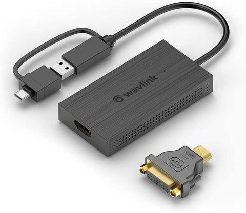 WAVLINK USB 3.0 and USB C to HDMI DVI Universal Video Graphics Adapter,Supports up to 8 Monitor Displays,2560x1440@60Hz Resolution,Compatible with Windows,Mac, Chrome OS, Android 7.1 Above