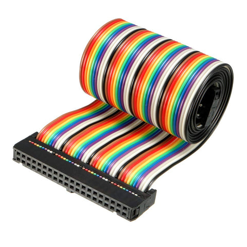 uxcell IDC Rainbow Wire Flat Ribbon Cable 40 Pins 66cm Length 2.54mm Pitch Type-C