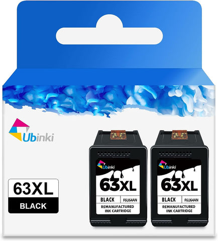 63XL Black Ink Cartridge Replacement for HP Ink 63 Black XL HP63 HP63xl for OfficeJet 3830 4650 4655 5200 5255 5258 Envy 4510 4520 4512 4513 4516 DeskJet 1112 3630 3632 3634 2130 2132 Printer(2 Pack)