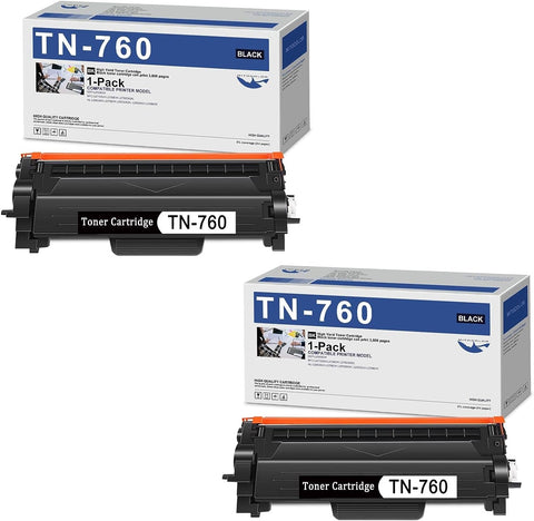 TN-760 Black Toner Cartridge High Yield?MITOCOLOR Compatible TN760 TN760 Toner Replacement for DCP-L2550DW MFC-L2710DW L2750DW HL-L2350DW L2390D Printer - 2 Pack