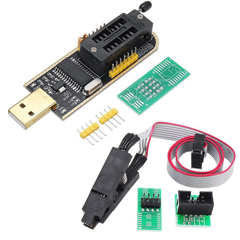 NESPi Sinkr CH341A USB Programmer Module for 24 25 Series EEPROM Flash BIOS LCD Wrtie/Read,with SOIC8/SOP8 Test Clip and Socket Adapter,UART,SPI,i2C Communication Tool(Kit B)