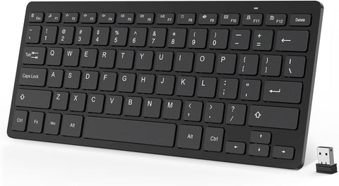 OMOTON Wireless Keyboard, 2.4G Ultra-Slim Computer Keyboard, Portable and Quiet, Small Wireless Keyboard for Windows Laptop, Computer, Desktop, Tablet and PC (Black)