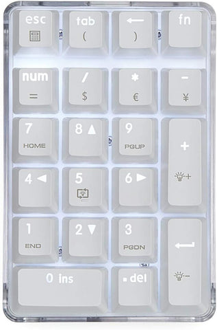 Mechanical Numeric Keypad GATERON Brown Switch Wired Gaming Keypad Crystal Case White Backlit 21 Keys Mini Numpad Portable Keypad Extended Layout White Magicforce by Qisan