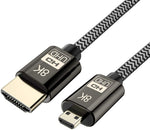 chenyang CY Micro HDMI Cable,Micro HDMI Male to HDMI 2.1 Male Ultra-HD UHD 8K 60hz 4K 120hz 48Gbs Cable 1.5M