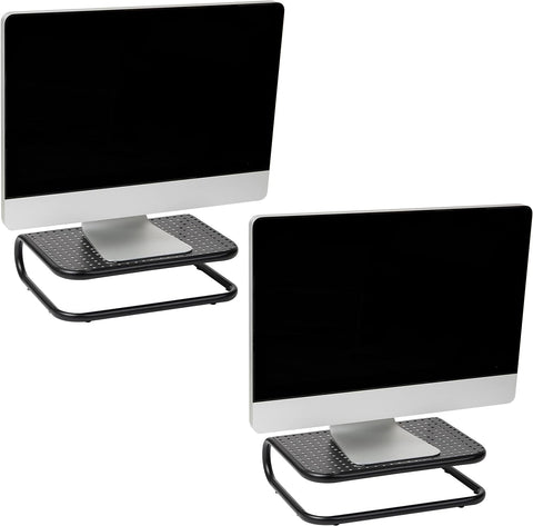 Mind Reader 2CHORDMON-BLK Metal Monitor Stand Riser, Chord Management for iMac, Printer, Laptop, PC, Holds 40lbs, 2 Pack, Black