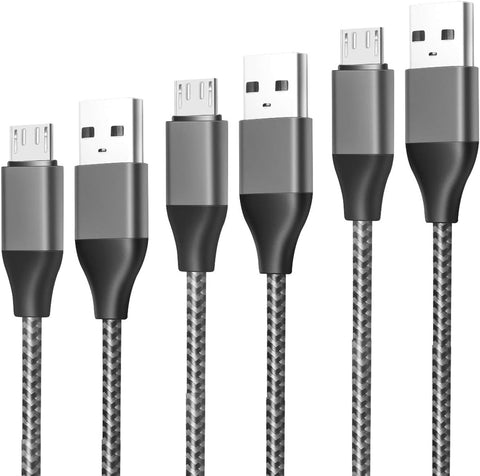 3 Pack 10 Ft Micro Charger Cable USB Charging Cord Replacement for Samsung Tablet Galaxy Tab A 10.1 (2016), 8.0 (2015,2018), Tab E, S2, Tab 4, Tab A 9.7, 7.0(2016) Nylon Braided Cables