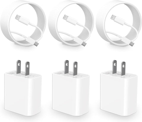 iPhone Charger Fast Charging [Apple MFi Certified], 3Pack 20W PD USB C Wall Charger Block with 6FT Type-C to Lightning Cables for iPhone 14 13 12 11 Pro XR XS Max X 8 Plus iPad AirPods