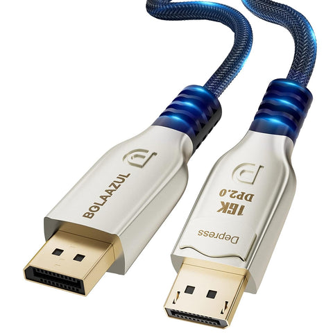 BolAAzuL 8K DisplayPort 2.0 Cable 3ft, Newly Released 16K DP Cable 2.0 (16K@60Hz 8K@120Hz 4K@240Hz 165Hz 144Hz GSync/FreeSync) Video/Monitor Cable UHBR20 Displayport to Display Port Enhanced Braided