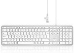 seenda Wired Mac Keyboard US Layout, Wired Keyboard with Numeric Keypad, Ultra Slim, US Layout, Silent Keyboard for Mac OS, iMac, iMac Pro, MacBook Pro/Air, White Silver
