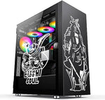 Japan Warrior Bushi Vinyl Stickers for PC Case,Decor Decals for ATX Computer Chassis Skin,Waterproof Easy Removable (White and White)
