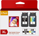 245XL 246XL Combo Pack Compatible for Canon Ink Cartridges 245 and 246 246XL 245 XL Ink Cartridges for Canon Printers Pixma TR4520 TS202 TS302 TS3320 MG2522 MG2525 MX490 MX492 IP2820, 1 Black 1 Color