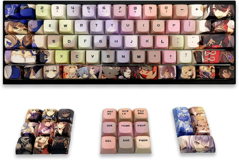 AHHC Anime Keycaps - XDA Profile Keycap Set, Suitable for 61/64/66/68/87/104/108 Mechanical Keyboard, Full 109 Keys, PBT Japanese Keycap with Key Puller