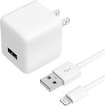 TALK WORKS USB Cable Compatible w/ iPhone 13/13 Pro/13 Pro Max, 14/14 Plus/14 Pro/14 Pro Max, Phone, AirPods, iPad - 5' Lightning Cable Wall Charger Adapter - MFI Certified (White)