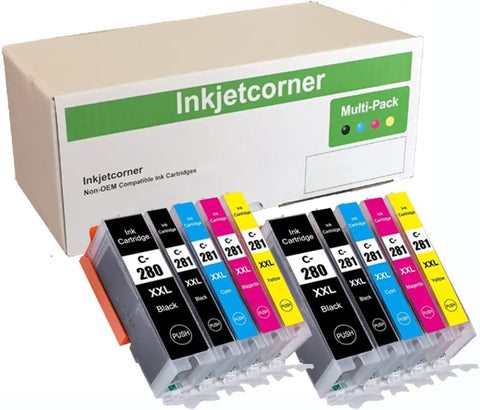 Inkjetcorner Compatible Ink Cartridges Replacement for PGI-280XXL CLI-281XXL PGI 280 XXL CLI 281 for use with TR8620A TR8622A TS702A TR8622 TR8620 TS6320 TR8520 TS6220 TR7520 TS9521C (10-Pack)