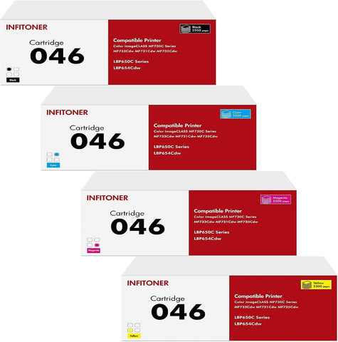 046 046H MF733Cdw 4-Color Toner Cartridge Set Replacement for Canon 046 046H Toner Cartridge for Canon Color imageCLASS MF733Cdw MF731Cdw MF735Cdw LBP654Cdw Printer