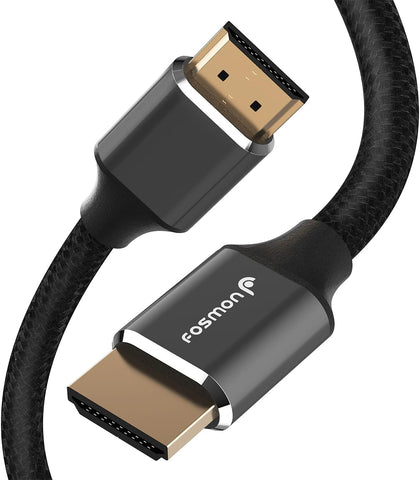 Fosmon HDMI 2.1 Cable 8K@60Hz 15ft, Premium Certified in-Wall CL3 Rated, 48Gbps Ultra High Speed, 4K@120Hz, Dynamic HDR, HDCP 2.3, 3D, eARC, 30AWG Cotton Braided Compatible with UHD TV Monitor & More