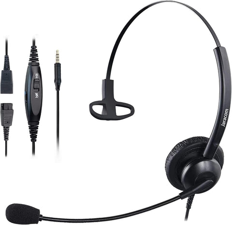 Headset with Microphone, Noise Canceling Computer Headset for Office, Meetings, Business, Chat, Single-Ear Wired Telephone PC Headphones with Rotating Mic, 3.5 Jack for Universal Connectivity