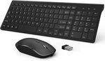 Rechargeable Wireless Keyboard and Mouse Combo- J JOYACCESS 2.4G Compact Quiet Slim Wireless Keyboard Mouse Combo for Laptop,PC,Desktop,Computer,Windows- Black