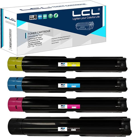 LCL Compatible Toner Cartridge Replacement for Xerox Versalink C7020 C7025 C7030 106R03741 106R03744 106R03743 106R03742 (4-Pack Black Cyan Magenta Yellow)