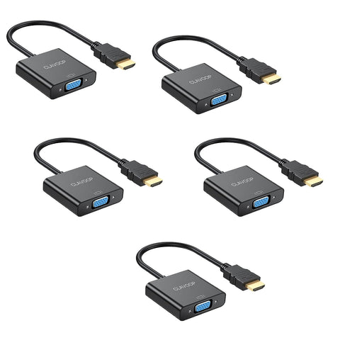 CLAVOOP HDMI to VGA Adapter, HDMI Male to VGA Female Converter Gold-Plated Compatible for PC, Monitor, Projector, HDTV - 5 Pack