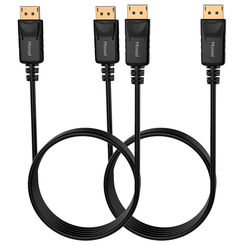 Moread DisplayPort to DisplayPort Cable, 6 Feet, 2 Pack, Gold-Plated Display Port Cable (4K@60Hz, 2K@144Hz) DP Cable Compatible with Computer, Desktop, Laptop, PC, Monitor, Projector - Black