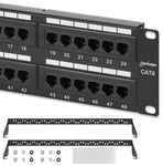 Manhattan 48-Port Network Patch Panel Cat-6 – 2U UL Listed - Rackmount Wall Mount – Cable Management Bar – Rack Mount Hardware - Installer Grade 3µ Gold Plated Contacts - Lifetime Mfg Warranty 720816