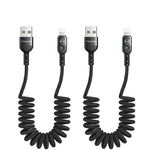 mcdodo [2 Pack] Anti Winding Cable, LED Coiled Cord Nylon Braided Sync Charge USB Data 6FT/1.8M Cable Compatible New Phone List Below