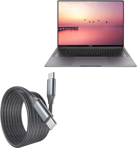 BoxWave Cable Compatible with Huawei MateBook X Pro (Cable by BoxWave) - DirectSync PD Cable (10ft) - USB-C to USB-C (100W), Long 10 Foot PD Braided Nylon Alloy Cable - Jet Black