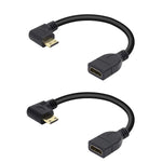 YACSEJAO 90 Degree Mini HDMI to HDMI Cable 15CM High Speed Right Angle HDMI Extension Cable, 2 Pack High Speed Gold Plated Swivel Converter?Left Angle+Right Angle?