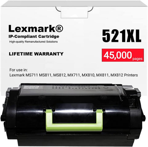 521XL IP Compliant Toner Cartridge Extra HIGH Yield for Lexmark MS711 MS811, MS812, MX711, MX810, MX811, MX812 Printers. (Prints 45,000 Pages.)