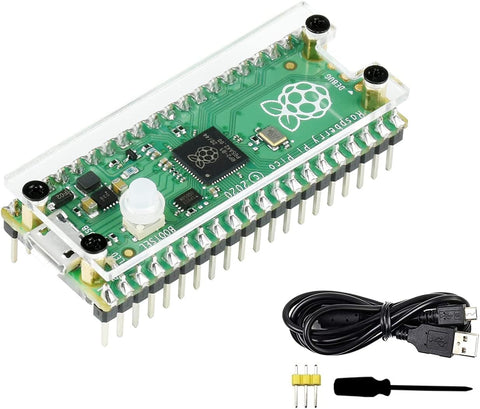 Ingcool Acrylic Case for Raspberry Pi Pico, Include Raspberry Pi Pico with Pre-soldered Header (Color-Coded), Based on Raspberry Pi RP2040 Chip, Support C/C++/Python
