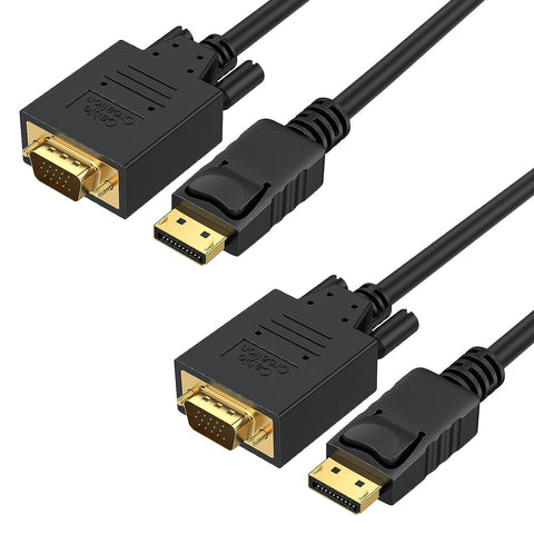 CableCreation DP to VGA Cable 6 FT, [2-Pack] DisplayPort to VGA Cable Gold Plated 1080p@60Hz, DP Male to VGA Male Cable, Black