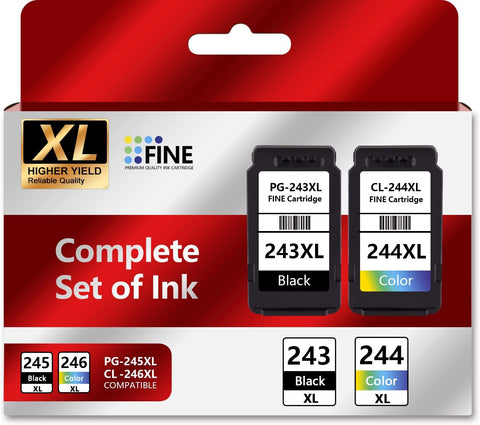 Ink 243 and 244 Combo Pack (XL) Compatible for Canon 243 and 244 Ink Cartridges Canon MX492 Ink Cartridges Works with Canon TR4520 Canon MG2522 MG2520 Canon TS3122 (for Canon Printer Ink 243XL) 2PK